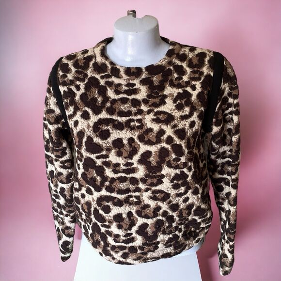 Rachel Comey Couture WOMENS Leopard Print Chunky Textured Sweatshirt Top 6 M - Picture 2 of 12